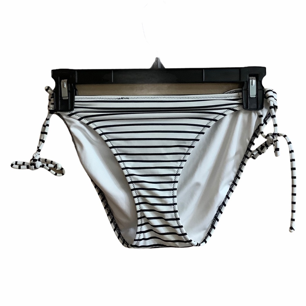 Victorias Secret The Bow Bikini Bottoms‎ Black White Striped Side Tie Medium